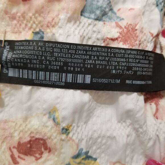 Zara Floral Tiered Mini Dress Puckered Crinkle Fabric Cottagecore Feminine Sz M - Picture 9 of 10